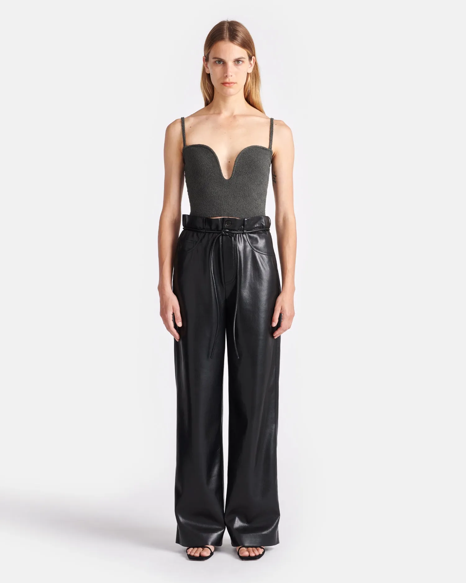 Sato - Belted Okobor™ Alt-Leather Pants - Black