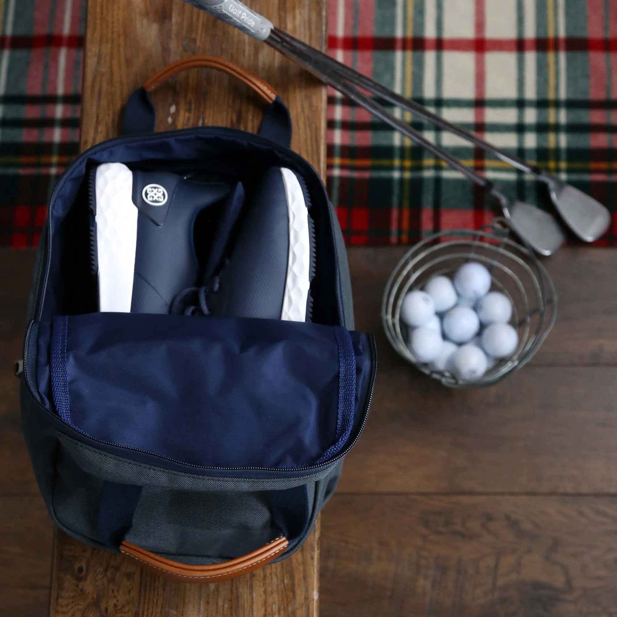 Savannah Golf Shoe Bag - Grey/Navy