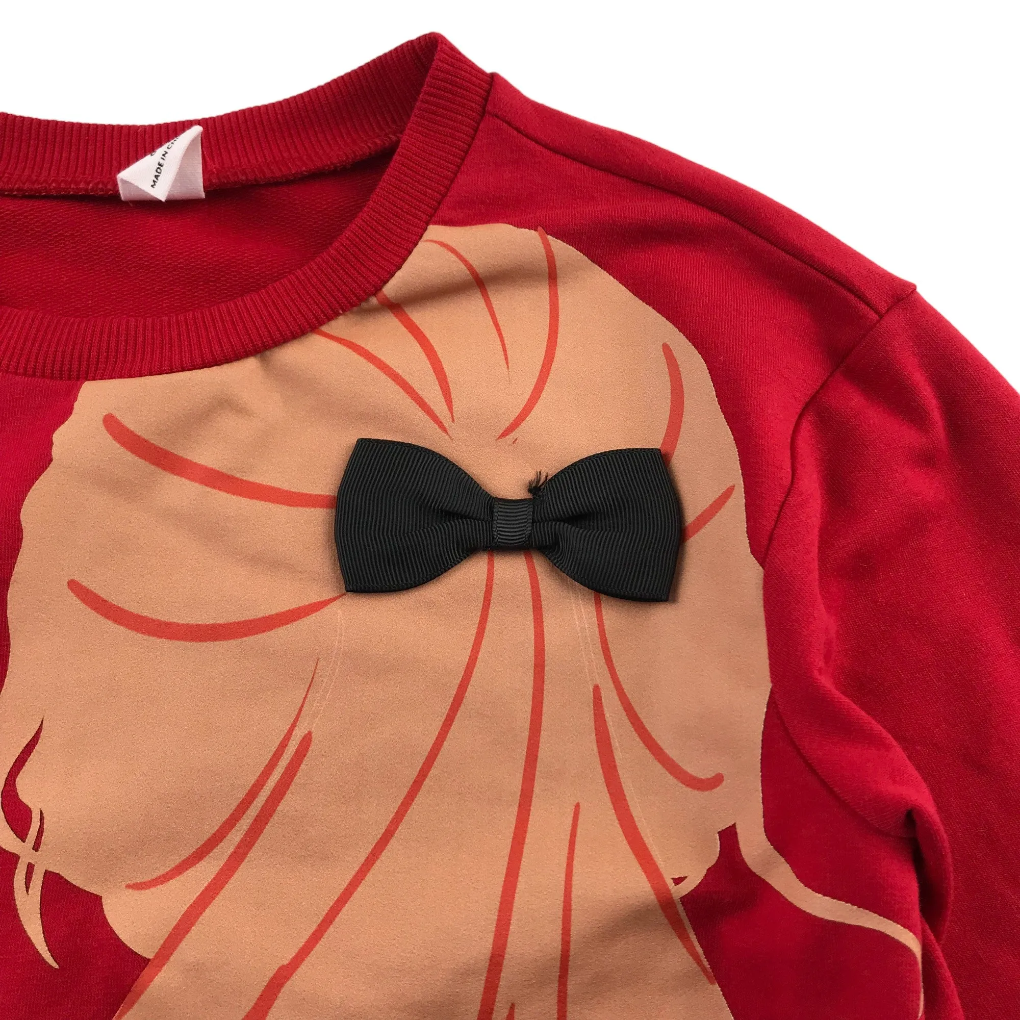 Shein sweater 6 years red girls pony tail with bowtie