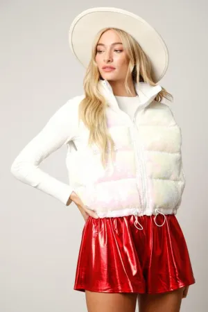 Snow Sequin Crop Vest