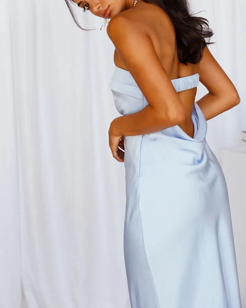 Solid Color Backless Satin Sexy Tube Dress