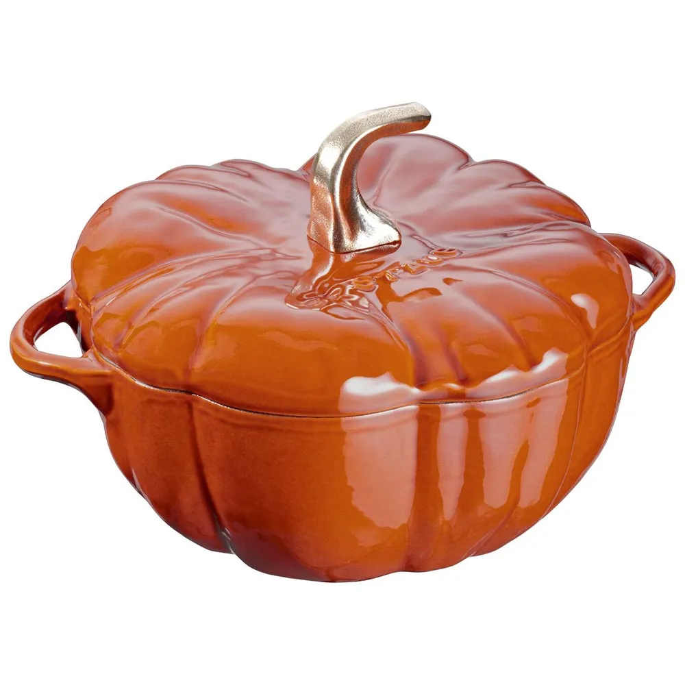 Staub French Made LIMITED EDITION PUMPKIN SHAPE Enameled Cast Iron 3.5 Quart Round French/Dutch Oven- Burnt Orange-PUMPKIN SPICED SALE!!