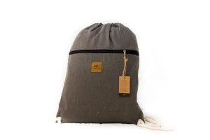 Stone Gray Canvas Drawstring Backpack