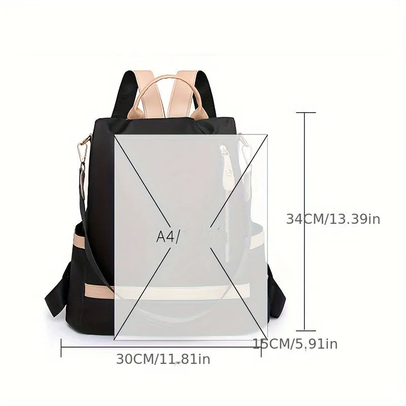 Stylish Multi-Pocket Color Blocking Backpack - Adjustable Straps, Durable Nylon Material, Spacious Interior, and Water-Resistant Zipper Closure - Perfect for Leisure Travel, Daily Commute, and Outdoor Activities