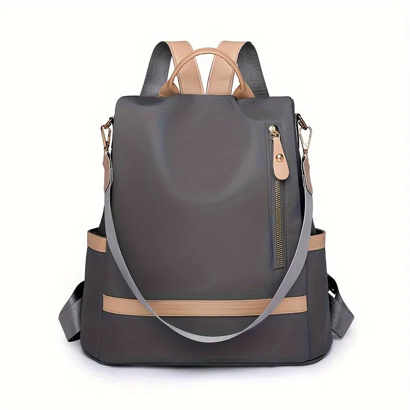 Stylish Multi-Pocket Color Blocking Backpack - Adjustable Straps, Durable Nylon Material, Spacious Interior, and Water-Resistant Zipper Closure - Perfect for Leisure Travel, Daily Commute, and Outdoor Activities