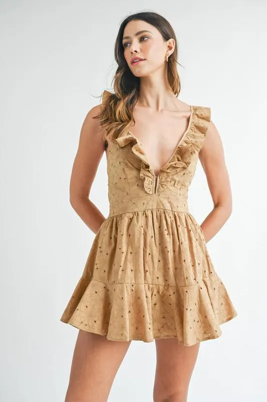 Taupe Lace Mini Dress