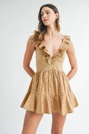 Taupe Lace Mini Dress