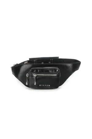 THE ELIZA FESTIVAL BELT IN DISTRESSED VEGAN LEATHER - BLACK