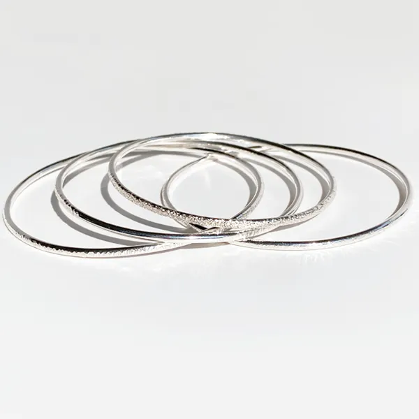 Timeless Argentium Silver Bangle Bracelets - Elegantly Textured (multiple styles)