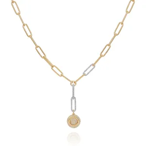 Two Tone Coin Pendant Y Necklace