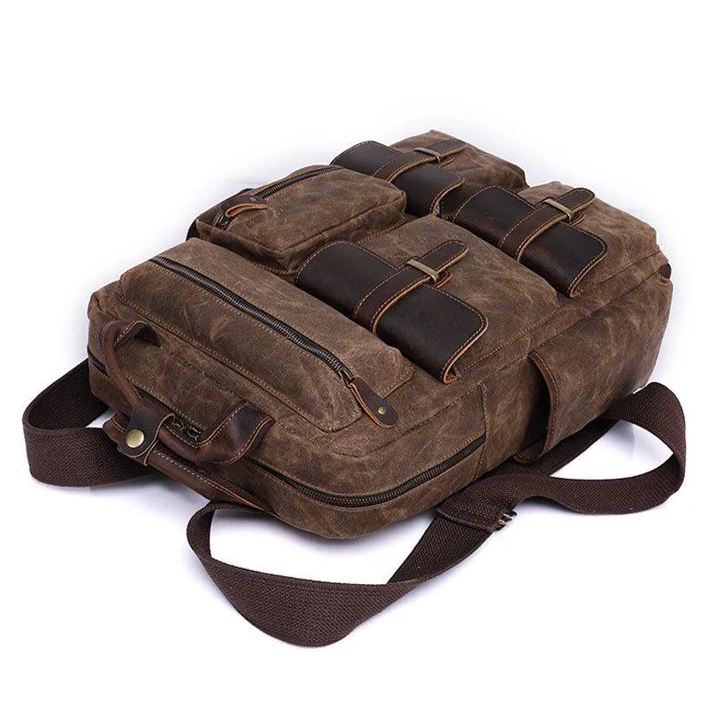 Vintage Waxed Canvas Backpack Laptop for Men