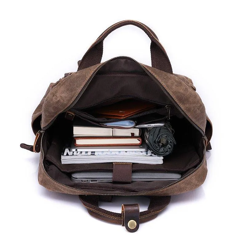 Vintage Waxed Canvas Backpack Laptop for Men