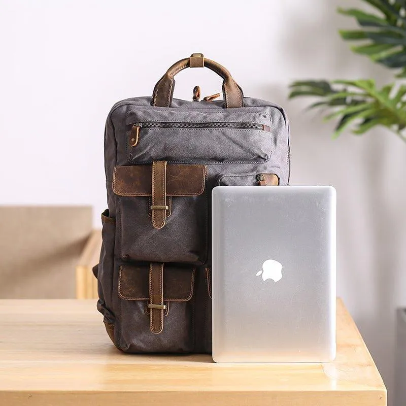 Vintage Waxed Canvas Backpack Laptop for Men