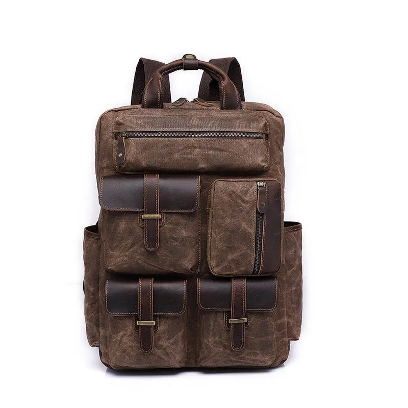 Vintage Waxed Canvas Backpack Laptop for Men