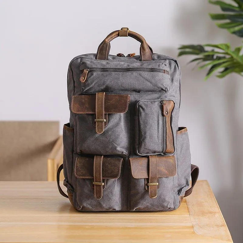 Vintage Waxed Canvas Backpack Laptop for Men